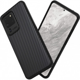 Husa pentru Samsung Galaxy S20 Ultra, Perfect Fit, cu insertii de carbon, negru