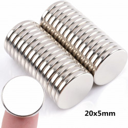 Magnet puternic neodim disc rotund 20mm x 5mm cu suprafata nichelata