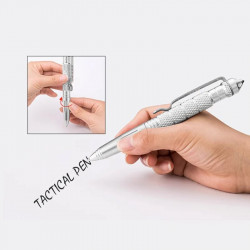 Pix tactic Multifunctional ideal pentru Autoaparare, Instrument de Scris si Spargere Geam in caz de Urgenta, Metalic, Agintiu
