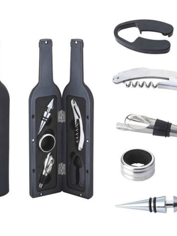 Set Exclusiv 6 Accesorii pentru Vin – Eleganta si Rafinament intr-o Cutie Sticla