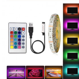 Banda LED USB pentru Iluminare Ambientala in Spatele Televizorului Backlight TV RGB - 5 metri lungime