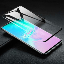 Folie de sticla pentru Samsung Galaxy S10, cu margini colorate Negru