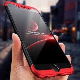 Husa Apple iPhone SE2, FullBody 360° 3in1 Negru-Rosu