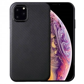 Husa pentru Apple iPhone 11 PRO, Perfect Fit cu insertii de carbon negru