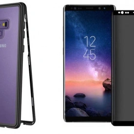 Husa Samsung Galaxy Note 9 Magnetica cu spate din sticla securizata si folie privacy pentru ecran, Perfect Fit