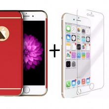 Pachet husa Elegance Luxury 3in1 Red pentru Apple iPhone 6 / Apple iPhone 6S cu folie de sticla gratis