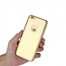 Pachet husa Elegance Luxury Tip Oglinda Gold pentru Apple iPhone 7 cu folie de sticla gratis