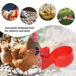 Set 10 dozatoare adapatoare de apa pentru pasari mai mari, Plastic, Automat, Rosu
