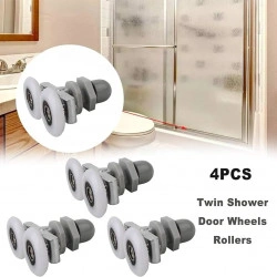 Set 4 role pentru usa cabina de dus, ABS/Aluminiu, 23 mm, Gri/Alb