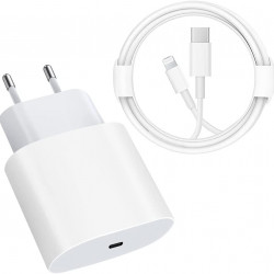 Set Incarcator Fast Charge APPLE 20W Pentru IPhone X/11/12/13/14 Pro/Pro Max +Cablu De Date Fast Charge Type-C-Lightning 