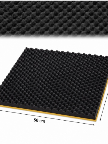 Burete acustic fonoabsorbant cofrat si izolator fonic, Adezivat, Dimensiune placa 50X50X3cm - Img 3