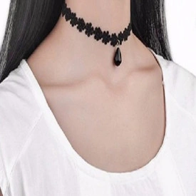 Choker Fashion Black Gothic Flower - Colier elegant pentru gat