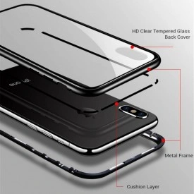 Husa Apple iPhone 7 PLUS Magnetica 360 grade Argintiu, Perfect Fit cu spate de sticla securizata premium + folie de sticla pentru ecran gratis - Img 7