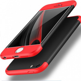 Husa Apple iPhone SE2, FullBody 360° 3in1 Negru-Rosu