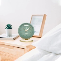 Ceas desteptator Luxury analogic , design clasic din metal, functie silentioasa cu iluminare de noapte, Verde/Auriu