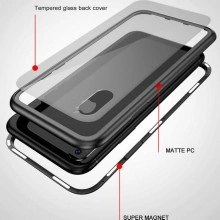 Husa Apple iPhone 7 PLUS Magnetica 360 grade Argintiu, Perfect Fit cu spate de sticla securizata premium + folie de sticla pentru ecran gratis - Img 3