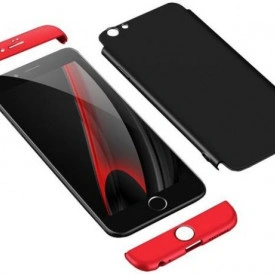 Husa Apple iPhone SE2, FullBody 360° 3in1 Negru-Rosu