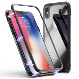 Husa Apple iPhone XS MAX Magnetica Negru, Perfect Fit cu spate de sticla securizata premium
