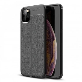 Husa pentru Apple iPhone 11 PRO MAX, Perfect Fit Black cu insertii de piele