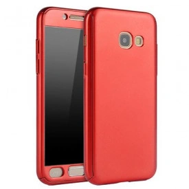 Husa Samsung Galaxy A5 2017, FullBody Elegance Luxury Red, acoperire completa 360 grade cu folie de sticla gratis