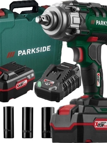 Masina de insurubat cu impact PARKSIDE 20V 400Nm, set cu 4 capete, inclus acumulator si incarcator