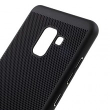 Pachet husa Elegance Luxury Mesh Black pentru Samsung Galaxy A8 cu folie de protectie gratis