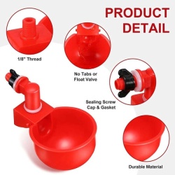 Set 5 dozatoare adapatoare de apa pentru pasari mai mari, Plastic, Automat, Rosu