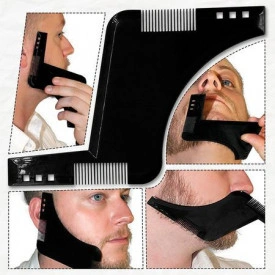 Set profesional pieptene / sablon contur barba & mustata + Brici profesional pentru barbierit si ras capilar, brici din otel inoxidabil, PRO