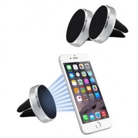 Suport auto magnetic de culoare argintie pentru telefoane mobile, prindere la ventilatie