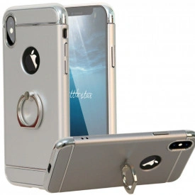 Husa Apple iPhone X, Elegance Luxury 3in1 Ring Argintiu