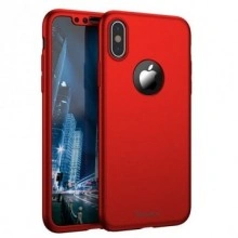 Husa Apple iPhone X, FullBody Elegance Luxury iPaky Rosu, acoperire completa 360 grade cu folie de sticla gratis