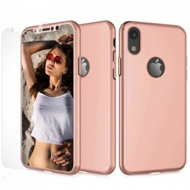 Husa Apple iPhone XS, FullBody Elegance Luxury Rose-Gold, acoperire completa 360 grade cu folie de sticla gratis