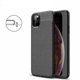 Husa pentru Apple iPhone 11 PRO MAX, Perfect Fit Black cu insertii de piele