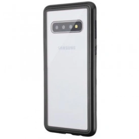 Husa Samsung Galaxy S10 Plus Magnetica 360 grade Black, Perfect Fit cu spate de sticla securizata premium + folie de protectie gratis