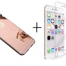 Pachet husa Elegance Luxury Tip Oglinda Rose-Gold pentru Apple iPhone 7 cu folie de sticla gratis !