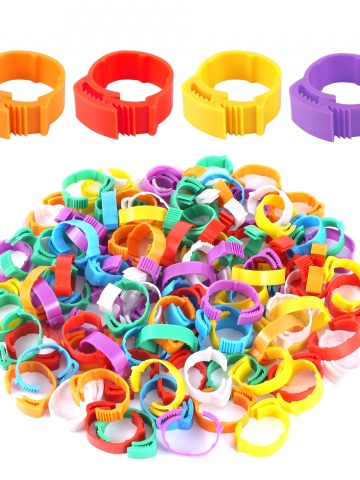 Set 100 inele cleme clipsuri de plastic ajustabile, porumbei sau alte pasari