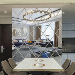 Set 58 Oglinzi Acrilice Diamant Romb Sticker Auto-adeziv Decorativ pentru Baie Living si Bucatarie 100 x 100 cm