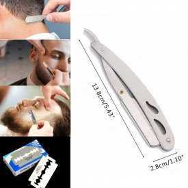 Set Brici profesional pentru barbierit si ras capilar, brici din otel inoxidabil + lama de rezerva