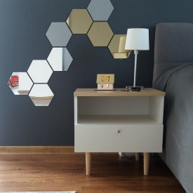 Set Oglinzi Design Hexagon - Oglinzi Decorative Acrilice Cristal - Diamant - Luxury Home - Diagonala 18 cm - Set 10 buc