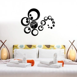 Set Oglinzi Design Modern Ceas Perete - Oglinzi Decorative Acrilice Black Ceas Perete - Diamant Luxury Home 23 bucati/set