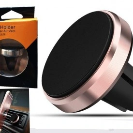Suport auto magnetic de culoare rose-gold pentru telefoane mobile, prindere la ventilatie