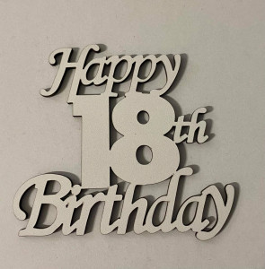 Toper za torte Happy 18 Birthday (beli)