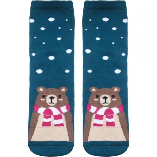 Șosete haioase și flaușate de Crăciun cu model Ursuleț, Conte Lapland 061