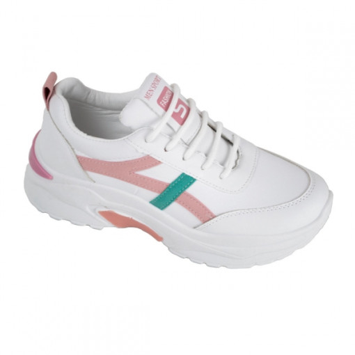 Pantofi sport dama AD26, model alb / roz