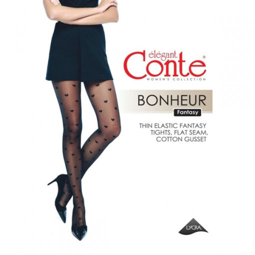 Ciorap cu model inimioare, Conte Fantasy Bonheur, Conte Elegant