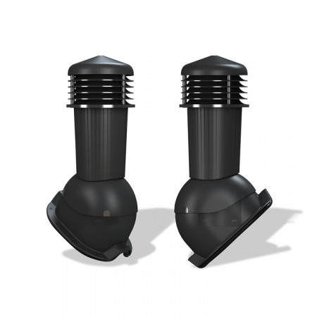 Coș ventilatie tablă cutată H18 PLUS Ø 125 mm negru