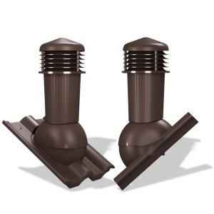 Instalare coș ventilație Wirplast 125 mm pe țiglă Donau culoare roșu/brun/antracit
