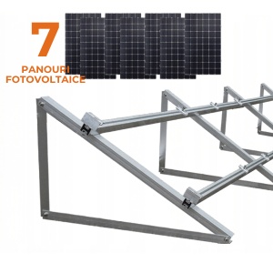 KIT Structură Montaj 7 Panouri Fotovoltaice – Acoperiș Plat / Terasă, Aluminiu 30°