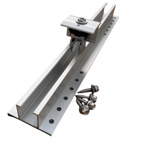 Șină Mini Rail Aluminiu 37,5 cm | Set cu 4 Șuruburi, și Clemă rapidă| Montaj Panouri pe Tablă | Țiglă - Img 4