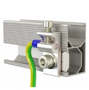 Clemă împământare inox pentru șină aluminiu